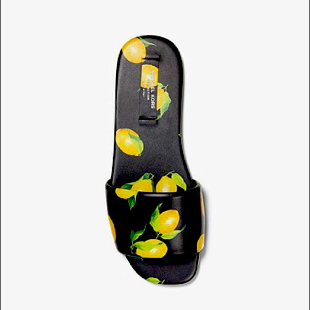Michael Kors Collection Lemon Print Leather Slide